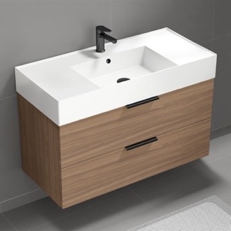 Bathroom Vanity Floating Bathroom Vanity, Modern, Walnut, 40 Inch Nameeks DERIN476